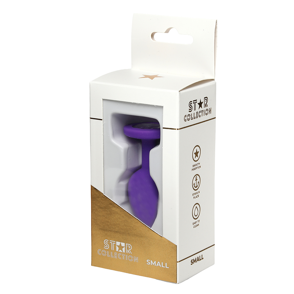 Star Collection – Purple Silicone Anal Plug – Clear Stone