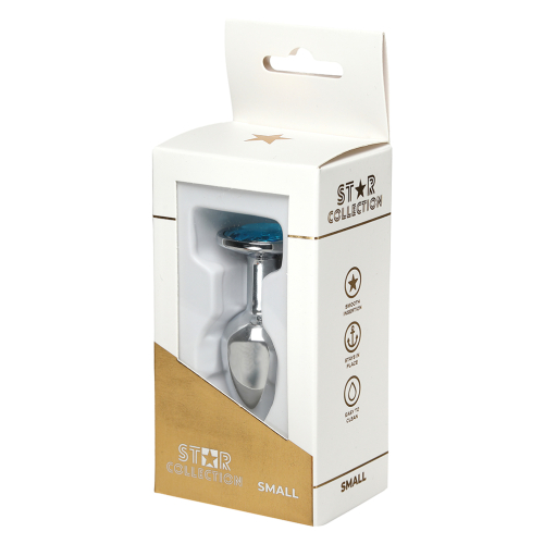 Star Collection – Silver Metal Anal Plug  – Light Blue Stone